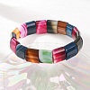 Square Natural Banded Agate(Dyed & Heated) Beaded Stretch Bracelets for Women Men GG-CBA9ACE-B18-2