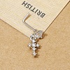 Brass Micro Pave Clear Cubic Zirconia Cross L-Shaped Nose Rings FS-WGDF4DE-01-4