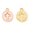 Light Gold Plated Alloy Enamel Pendants X-ENAM-R136-18B-2