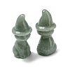 Natural Green Aventurine Carved Healing Cat with Witch Hat Figurines DJEW-D012-07F-2