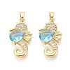 Brass Micro Pave Cubic Zirconia Pendants KK-T080-76G-1