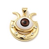 Evil Eye with Moon Brass Micro Pave Clear Cubic Zirconia Pendants KK-G419-10G-3