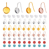 30Pcs 3 Color 304 Stainless Steel Earring Hooks with Flat Round Settings FIND-DC0001-12-1