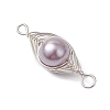 Copper Wire Wrapped Shell Pearl Connector Charms PALLOY-JF03114-5