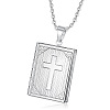 Titanium Steel Rectangle with Cross Pendant Necklace PW-WG74230-01-1