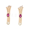 Brass Micro Pave Cubic Zirconia Stud Earring Findings KK-T062-247G-03-2