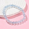 Natural Aquamarine Round Bead Stretch Bracelets for Men Women BJEW-U034-01C-03-2