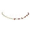Brass Enamel Red Cherry Link and 304 Stainless Steel Paperclip Chain Necklaces for Women NJEW-JN06162-3