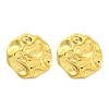 Ion Plating(IP) 304 Stainless Steel Texture Flat Round Stud Earrings EJEW-D281-15G-1