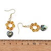 Heart Natural Amber & Abalone Shell/Paua Shell Dangle Earrings EJEW-JE07358-02-5