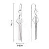 Anti-Tarnish Rhodium Plated 925 Sterling Silver Rhombus with Chain Tassel Dangle Earrings JE1048A-2