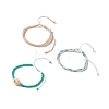 3Pcs 3 Style Natural Shell & Glass Braided Bead Bracelets Set BJEW-B065-07A-2