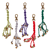 5Pcs 5 Colors Brass Bell Charm with Jute Cord Pendant Decoration HJEW-OC00356-1