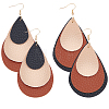 2 Pairs 2 Colors Bohemian PU Leather Teardrop Dangle Earrings EJEW-CL0001-04-1