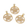 Brass Micro Pave Clear Cubic Zirconia Pendants KK-G439-43G-3