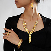 Leaf Alloy Bracelets & Earrings & Necklaces & Rings Sets for Women NA9773-3