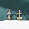 Rectangle Brass Micro Pave Cubic Zirconia Hoop Earrings EJEW-H178-03G-2