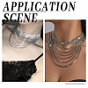 1Pc Brass Rhinestone Cup Chains Multi Layered Necklace NJEW-FG0001-12-7