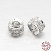Rhodium Plated 925 Sterling Silver Cubic Zirconia European Beads STER-O024-01-1
