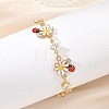 Brass Micro Pave Clear Cubic Zirconia Beaded Link Chain Bracelets BJEW-JB13911-1