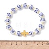 Handmade Flower Printed Porcelain Ceramic & Electroplate Non-magnetic Synthetic Hematite & Alloy Beaded Stretch Bracelets BJEW-JB13532-2
