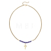 Electroplate Glass Faceted Rondelle Beaded Alloy Pendant 304 Stainless Steel Curb Chain Necklaces for Women NJEW-JN05764-01-4