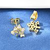 Brass Micro Pave Clear Cubic Zirconia Stud Earrings EJEW-F405-07G-5