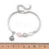 Synthetic Non-magnetic Hematite & Shell Pearl Beads Charm Bracelets BJEW-JB13947-5