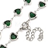 304 Stainless Steel & Glass Heart Link Chain Necklaces NJEW-P315-03P-05-2