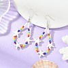 Baking Paint Glass Seed & Synthetic Turquoise Dangle Earrings for Women EJEW-JE07402-1