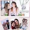 201 Stainless Steel Black Enamel Baby Bear Mother Bear Split Pendant Necklaces for Mother's Day WG98DEA-03-3