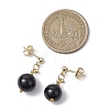 Natural Black Agate Round Beads & 304 Stainless Steel Components Dangle Earrings for Women EJEW-JE06231-01-3