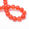 Round Dyed Natural Grade A White Jade Bead Strands G-R345-8mm-01-3