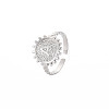 Non-Tarnish 304 Stainless Steel Flat Round with Initial Letter Open Cuff Ring for Men Women RJEW-S405-246P-A-3
