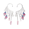 Wing Resin & Natural Quartz Crystal Points Beaded Dangle Earrings EJEW-TA00523-1