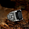 316L Stainless Steel & Cubic Zirconia Men's Vintage Carved Finger Rings FS-WG82D33-11-1