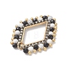 Natural Howlite & Black Onyx(Dyed & Heated) Faceted Round and Glass Seed Beaded Pendants PALLOY-MZ01167-01-4