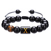 Natural Black Agate & Tiger Eye Round Beaded Adjustable Bracelets HL8029-24-1