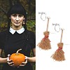 Halloween Broom Wood Clip-on Earrings FS-WGC7667-02-2