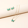 Butterfly Acrylic Rhinestone with Iron Pendant Necklaces & Stud Earrings Sets for Women WGFFCAF-02-2