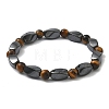 Round Natural Tiger Eye Stretch Bracelets BJEW-G072-14-2
