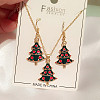 Christmas Tree Alloy Enamel Pendant Necklaces & Dangle Earrings Sets WG2E782-02-1