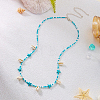 Natural Cowrie Shell & Synthetic Turquoise and Glass Seed Beaded Bohemian Waist Chains for Women AJEW-CP0011-34-3
