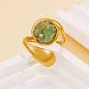 Natural Green Aventurine Chip with 304 Stainless Steel Cuff Open Rings WG3F4EB-01-1