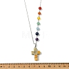 Chakra Natural Mixed Gemstone Religion Cross Pendant 304 Stainless Steel Cable Chain Necklaces for Women NJEW-JN06268-6