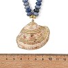 Ocean Electroplated Natural Scallop Shell Pendant Natural Mixed Stone Rondelle Braided Bead Necklaces NJEW-JN06445-6