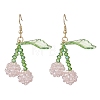 Cherry Glass Seed Beads & Acrylic Dangle Earrings EJEW-MZ00699-01-2