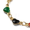 Golden 304 Stainless Steel Heart Link Chain Bracelet with Enamel BJEW-E088-01G-05-2