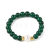 Synthetic Turquoise/Natura White Jade/Multicolor Tourmaline/Carnelian/Flower Amazonite & Cultured Freshwater Pearl Finger Rings RJEW-JR01106-4