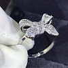 Bowknot Brass Micro Pave Clear Cubic Zirconia Finger Rings for Women FS-WGD928F-01-4